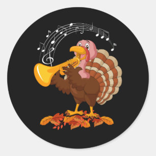 Turkiet spelar Trumpet Thanksgiving Trumpet Älskar Runt Klistermärke