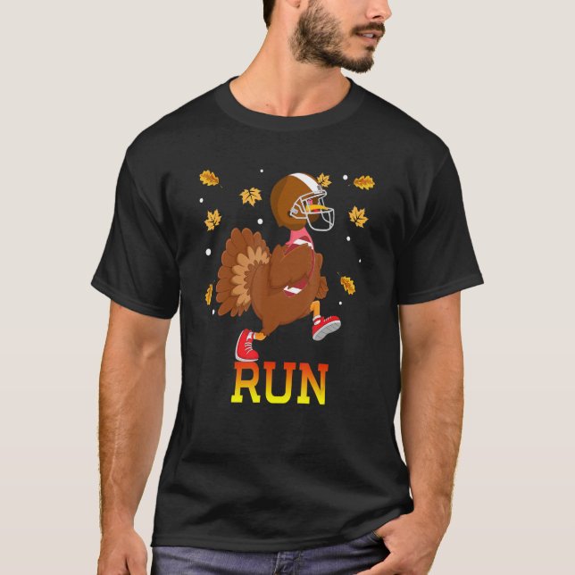 Turkiet Springa Thanksgiving Running Turkey Americ T Shirt (Framsida)