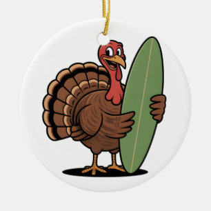 Turkiet surfbräda Surfing kalkon Thanksgiving Sjö Julgransprydnad Keramik