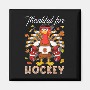 Turkiet Tacksam För Hockey Tacksgiving Hockey Pojk Magnet
