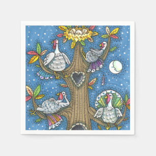 TURKIET TRÄD, THANKSGIVING FUNNY GOBBLERS ROOSTING PAPPERSSERVETT
