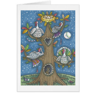 TURKIET TRÄD THANKSGIVING HUMOR GREETING CARD Blan OBS Kort