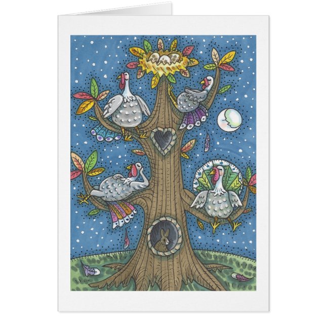 TURKIET TRÄD THANKSGIVING HUMOR GREETING CARD Blan OBS Kort (Framsidan)