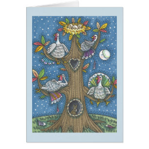 TURKIET TRÄD THANKSGIVING HUMOR GREETING CARD Blan OBS Kort