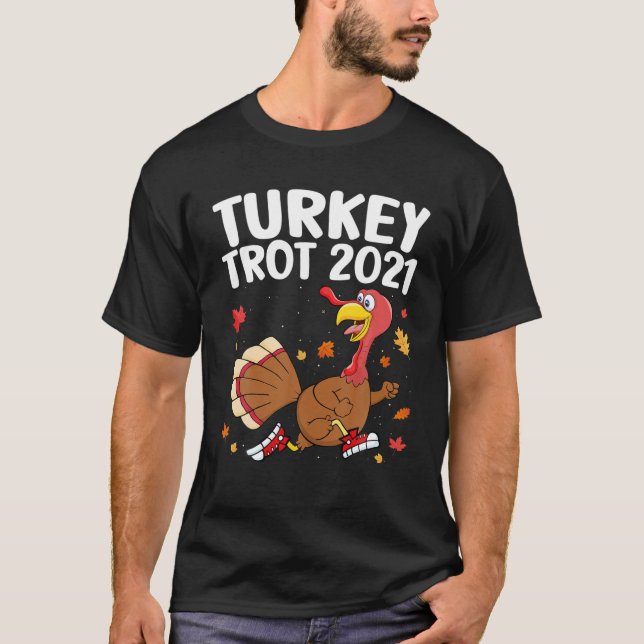 Turkiet Trot 2021 Thanksgiving Funny Småbarn Kids  T Shirt (Framsida)