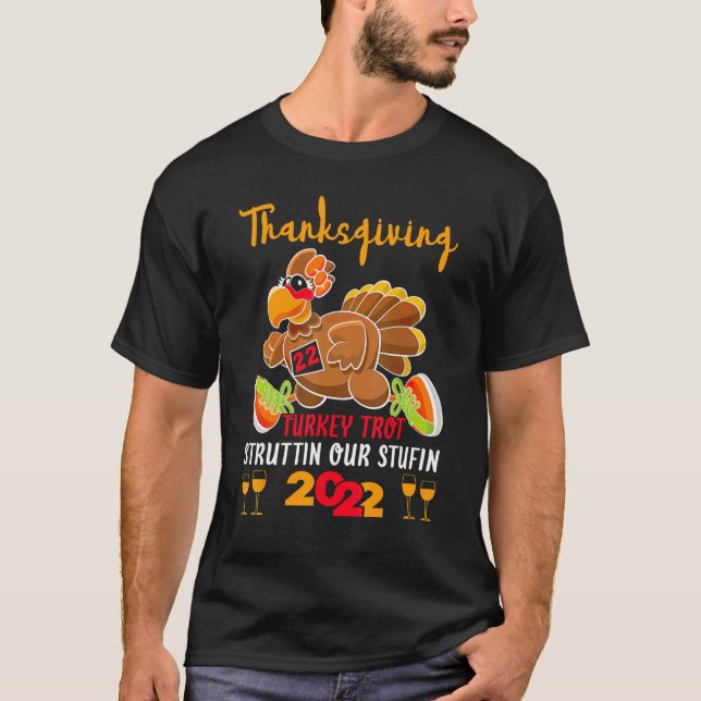 Turkiet Trot 2022 Thanksgiving Turkey Running Runn T Shirt (Framsida)