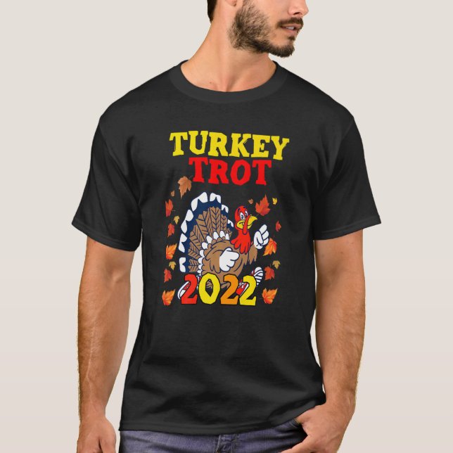 Turkiet Trot 2022 Thanksgiving Turkey Running Runn T Shirt (Framsida)