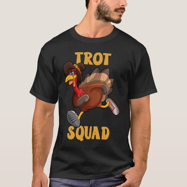 Turkiet Trot Squad Thanksgiving Dag 5K Springa Pil T Shirt (Framsida)