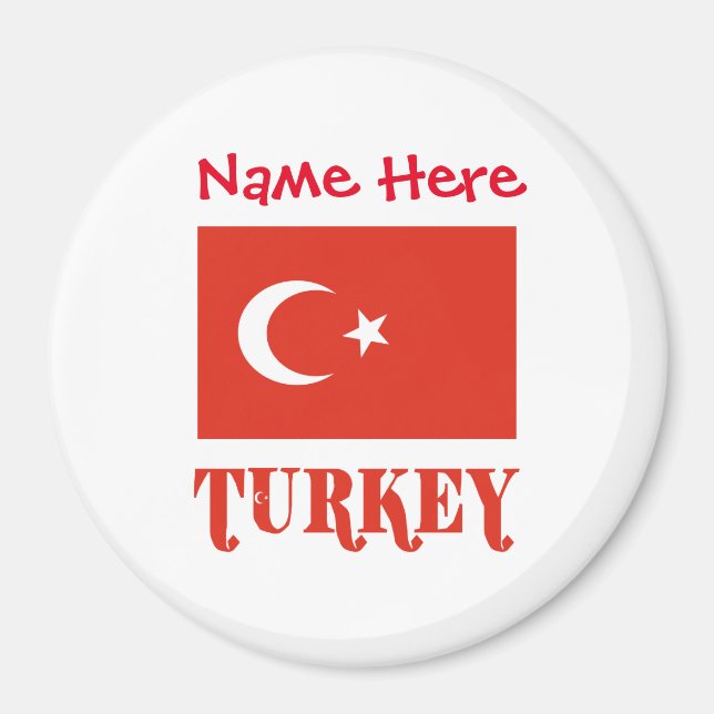 Turkiet Turkisk flagg Röd Personalisering  Magnet (Framsidan)