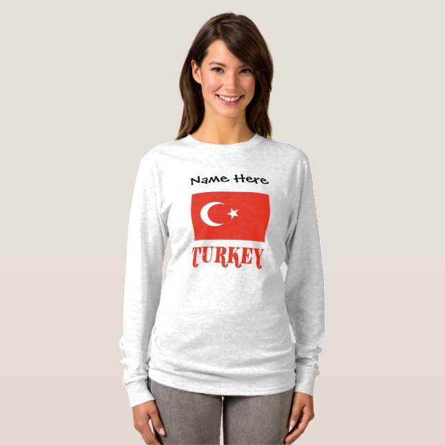 Turkiet Turkisk Flagga Personlig T Shirt (Hel framsida)