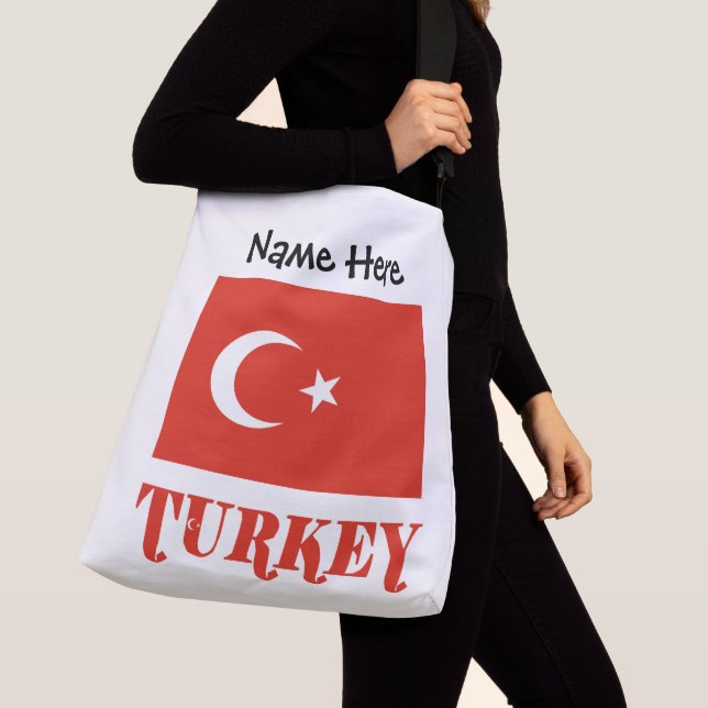 Turkiet Turkisk Flagga Röd Personalisering  Axelväska (Närbild)