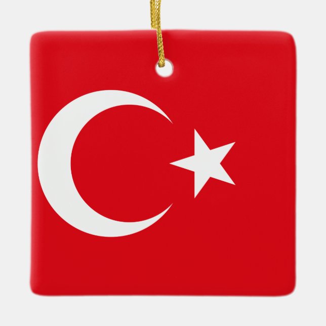 Turkiet (turkiska) Flagga Julgransprydnad Keramik (Framsida)