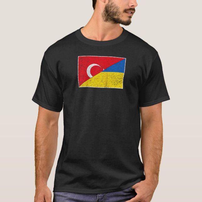 TURKIET UKRAINA FLAGGA TURKIYE TURKISH UKRAINIAN N T SHIRT (Framsida)