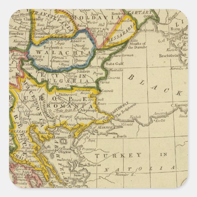 Turkiet, Ungern Fyrkantigt Klistermärke (Framsida)
