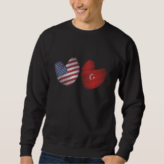 Turkiet USA Heart American Flagga Turkisk Flagga K Lång Ärmad Tröja