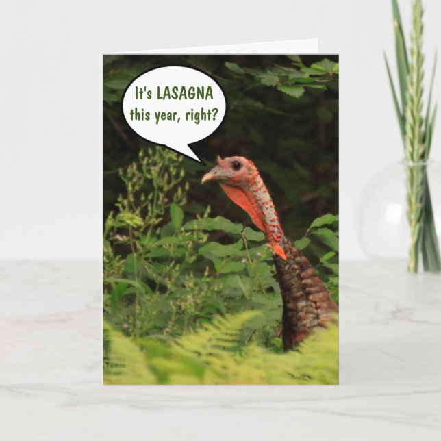 Turkiet vill ha Lasagna Thanksgiving Card Kort (Framsida)