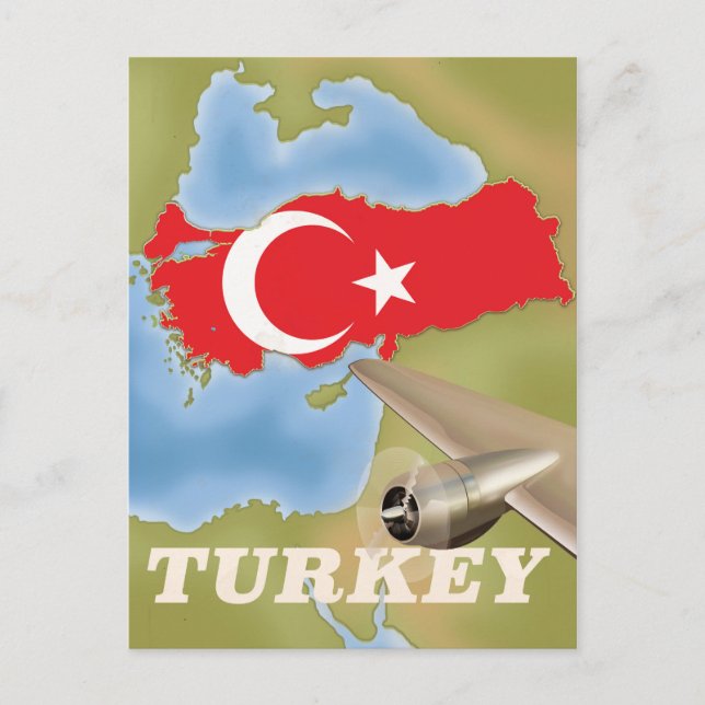 Turkiet vintage flygresaaffisch vykort (Framsida)