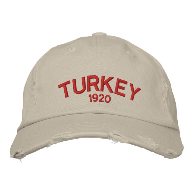 Turkiets Anpassningsbar Distress Baseball Cap Broderad Keps (Framsida)