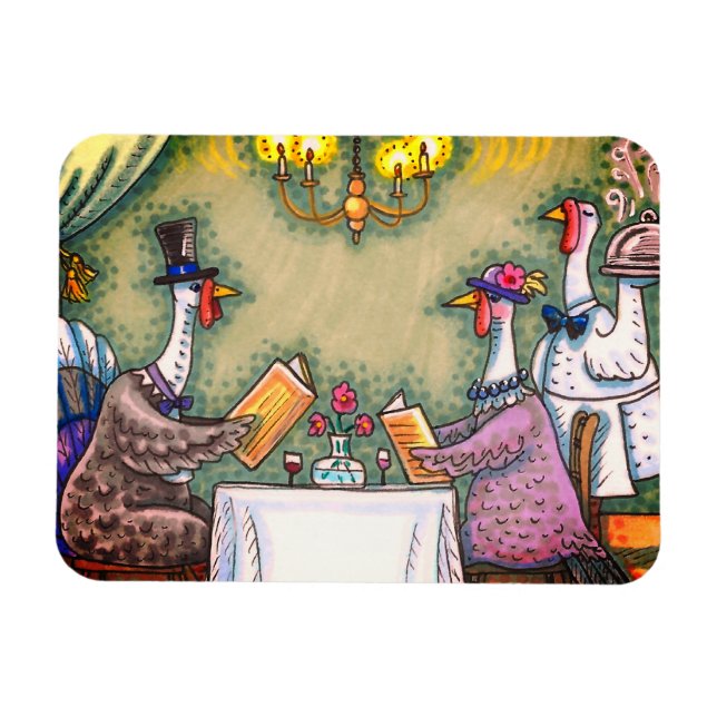 TURKIETS BRA DINING, THANKSGIVING BIRD HUMOR MAGNET (Horisontell)