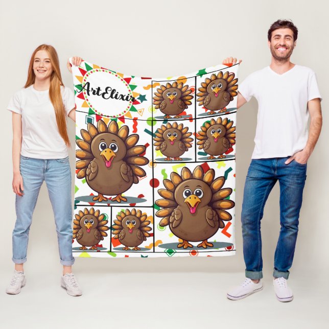 Turkiets Cute Kawaii Brown-utskrift Fleecefilt (På plats)