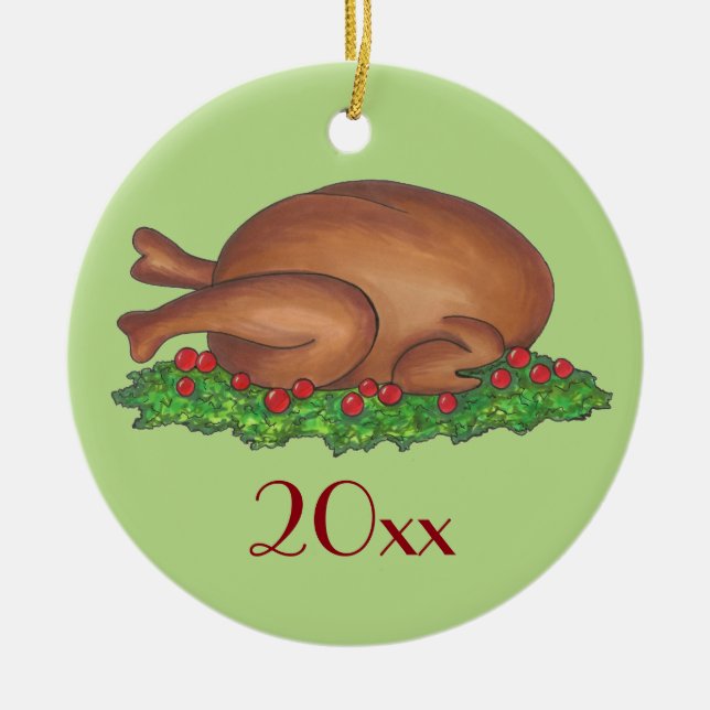 Turkiets dag Thanksgiving jul-Helgdag-middag Julgransprydnad Keramik (Framsidan)