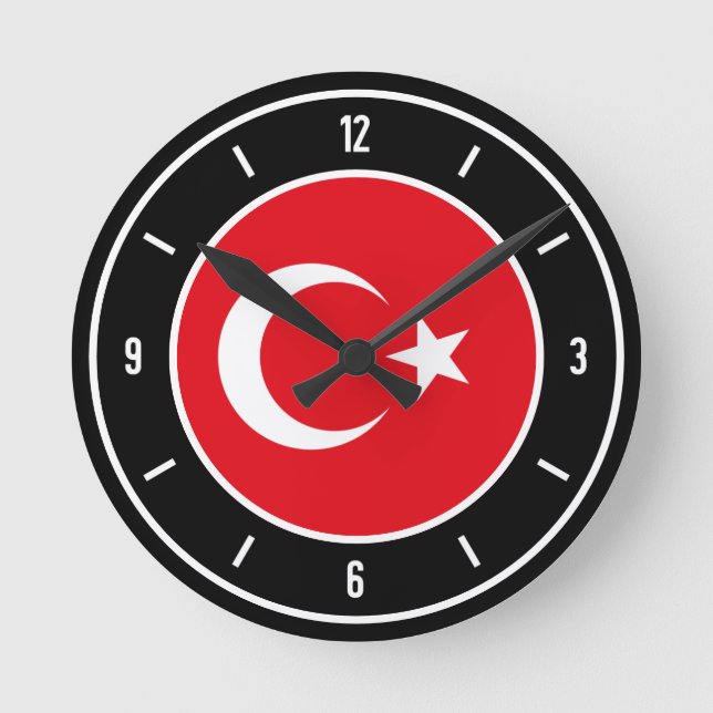 Turkiets Elegant för Flagga Rund Klocka (Framsida)