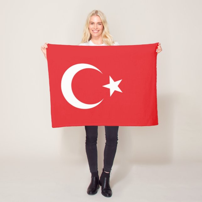 Turkiets Flagga Fleecefilt (På plats)
