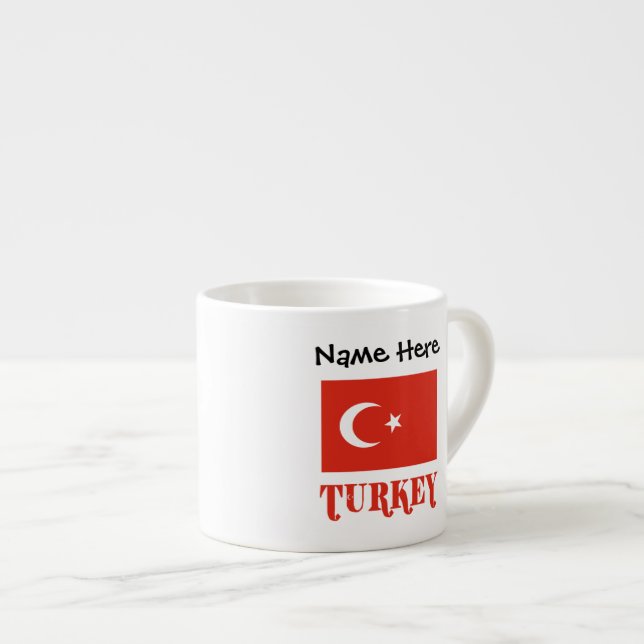 Turkiets Flagga och Turkiets Personlig Espressomugg (Framsida höger)