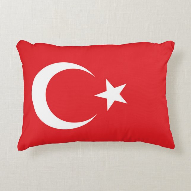 Turkiets Flagga Prydnadskudde (Framsidan)