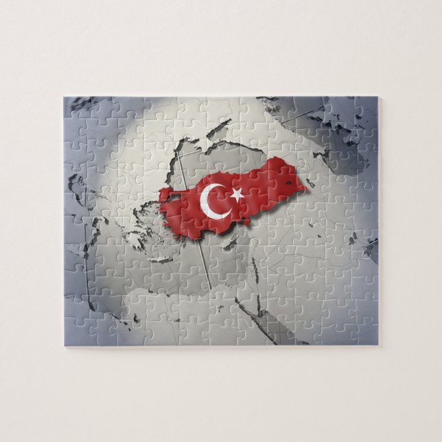 Turkiets flagga pussel (Horisontell)
