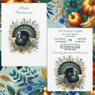 Turkiets Grönt för Thanksgiving av Flora i Turkiet Inbjudningar