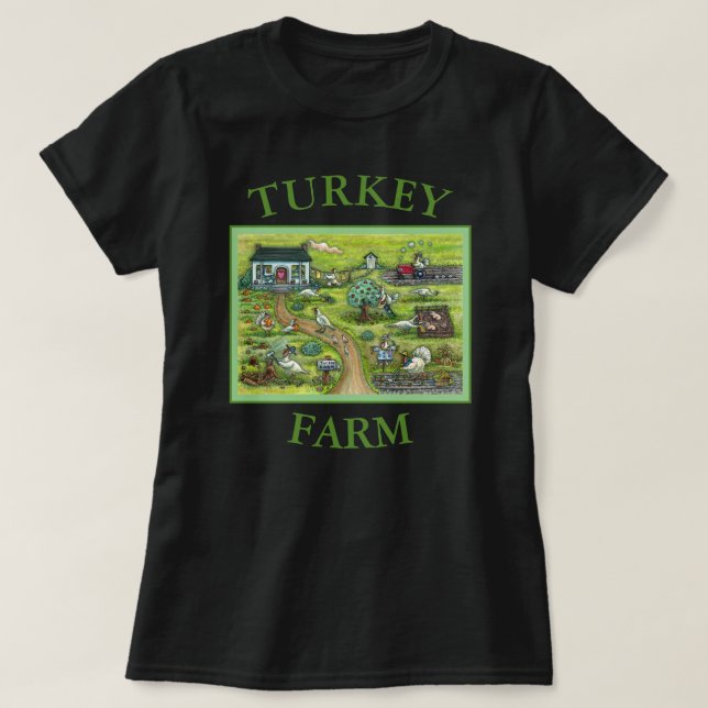 TURKIETS JORDBRUKSTHANKSGIVING, HUMROUS FÅGLAR, GR T SHIRT (Design framsida)