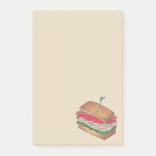 Turkiets Klubb Sandwich Restaurant Middag Foodie F Post-it Block