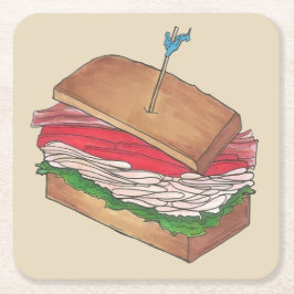 Turkiets Klubb Sandwich Restaurant Middag Foodie F Underlägg Papper Kvadrat