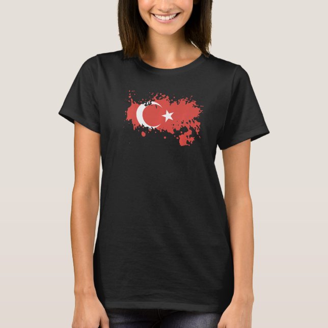 Turkiets nationella Flagga för för manar sydliga k T Shirt (Framsida)