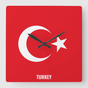 Turkiets nationella Flagga Patriotic Fyrkantig Klocka