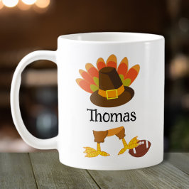 Turkiets Tecknad för Thanksgiving av fotbollen Kaffemugg