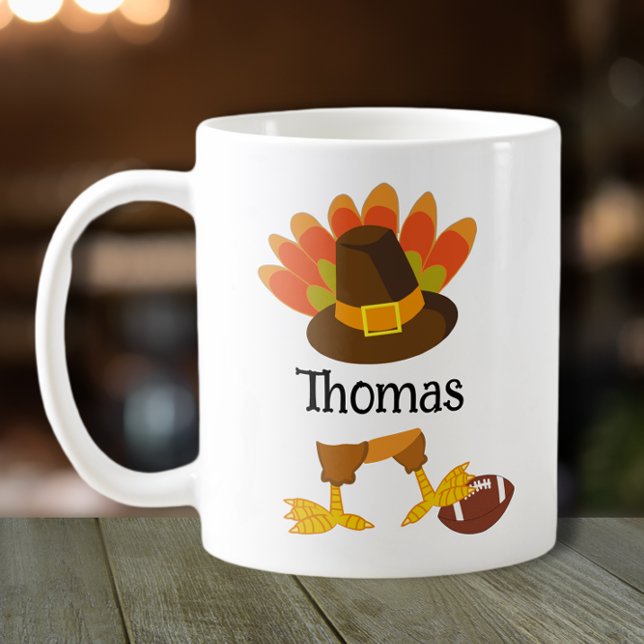 Turkiets Tecknad för Thanksgiving av fotbollen Kaffemugg (Skapare uppladdad)