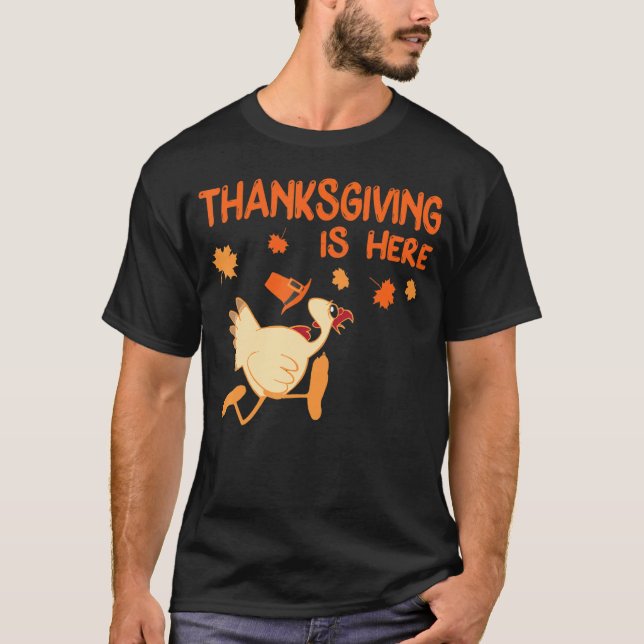 Turkiets Thanksgiving är här Turkiets dag Familj D T Shirt (Framsida)
