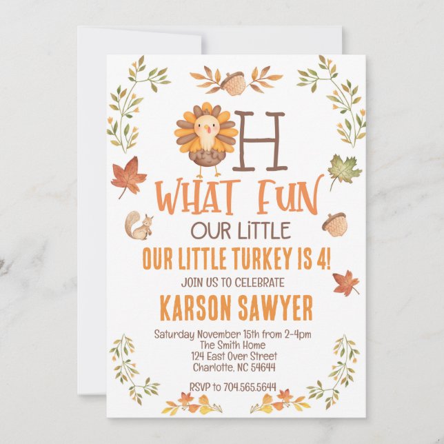 Turkiets Thanksgiving födelsedag - inbjudan, fall Inbjudningar (Framsida)