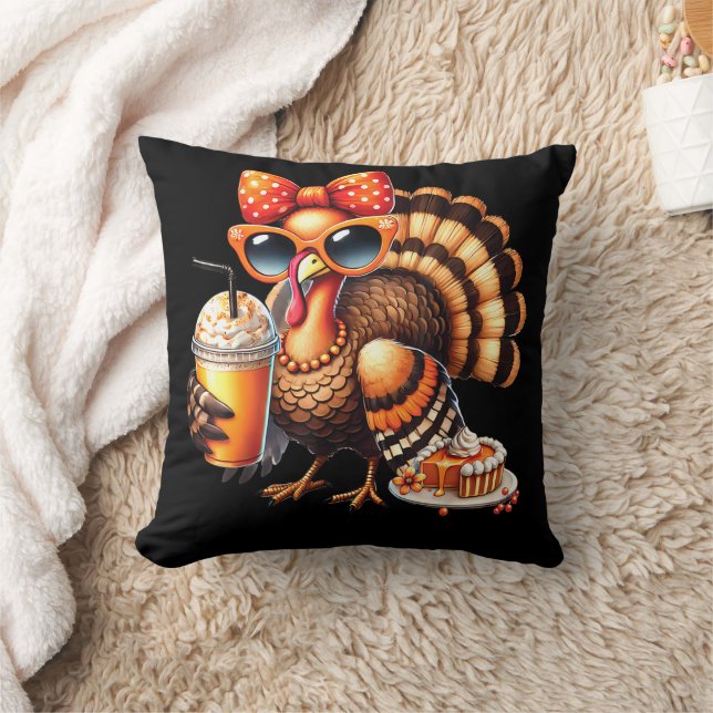 Turkiets Thanksgiving för att dricka kaffekaffe Kudde (Filt)