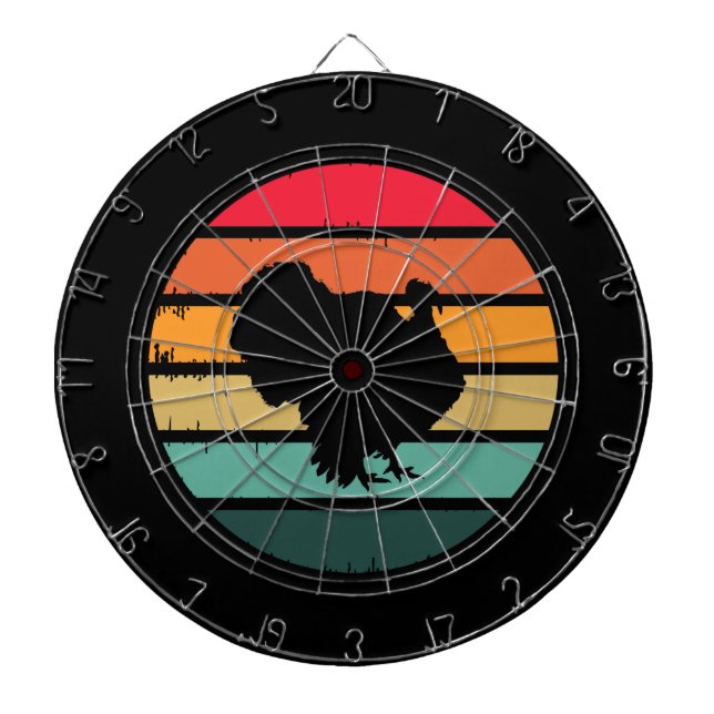 Turkiets Thanksgiving för fågelfåglar Distress Vin Darttavla (Framsidan)