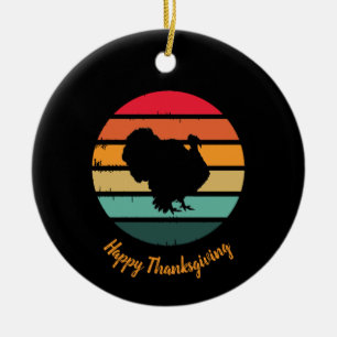 Turkiets Thanksgiving för fågelfåglar Distress Vin Julgransprydnad Keramik