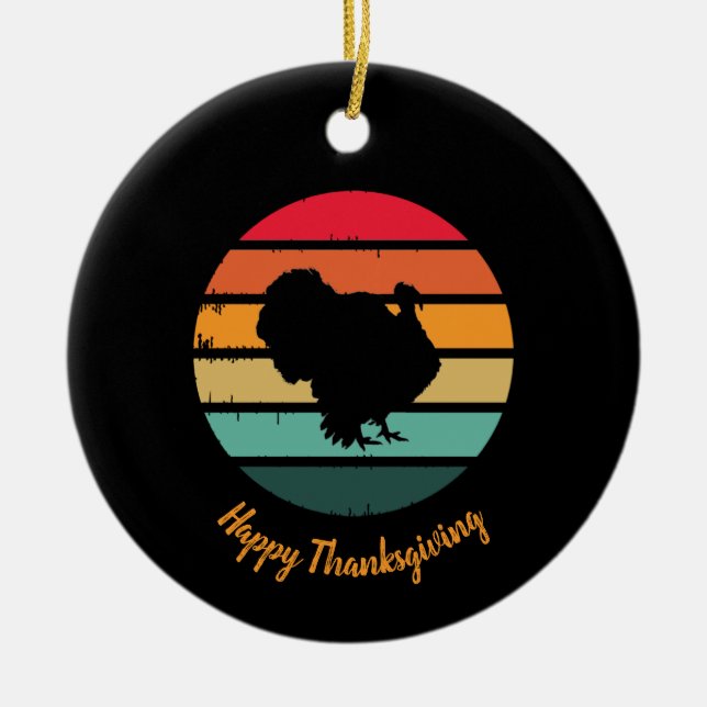 Turkiets Thanksgiving för fågelfåglar Distress Vin Julgransprydnad Keramik (Framsidan)