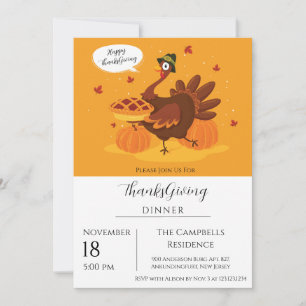 Turkiets Thanksgiving Pumpkin Dinner Inbjudningar