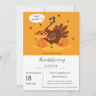 Turkiets Thanksgiving Pumpkin Dinner Inbjudningar