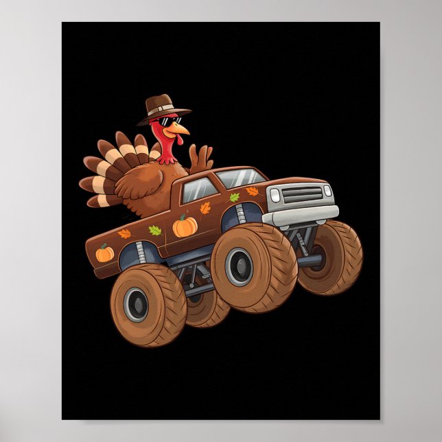 Turkiets Thanksgiving Riding Monster Lastbil Boys  Poster (Framsidan)