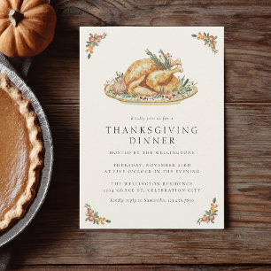 Turkij Brunch Rustik Mysig Thanksgiving Middag Inbjudningar