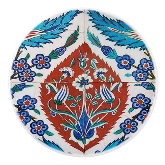 Turkis keramisk blom- knopp (Framsidan)