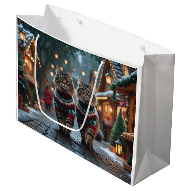 Turkish Angora Cats Christmas Snow Holiday (Framsidan Vinklad)